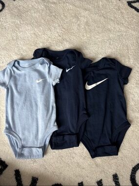 Nike Baby One-Piece Bodysuits - Navy & Light Blue (3-Pack)